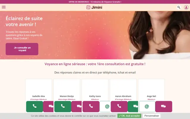 Page d’accueil de Jimini