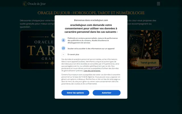 Page d’accueil de Oracle du Jour